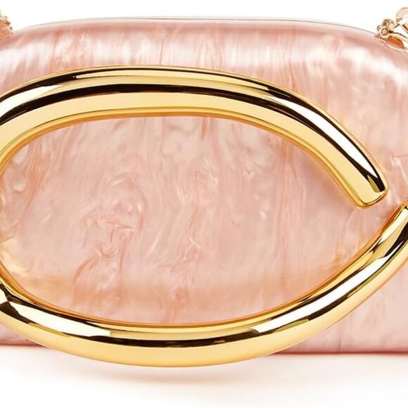 Women Acrylic Clutch Purse Metal Handle Evening Bag Trendy Box Shoulder Crossbod - Picture 1 of 6